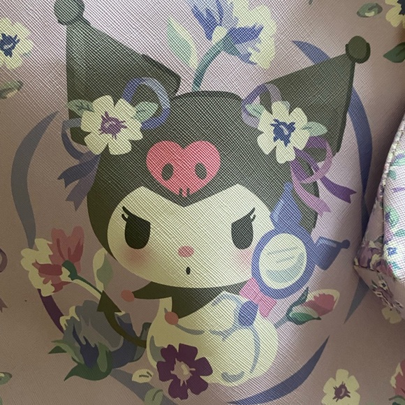 Kuromi Floral Purple Tote Bag with Pouch - Picture 2 of 7